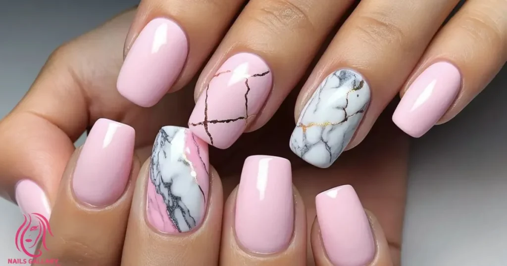 Baby Pink with Marble Effect