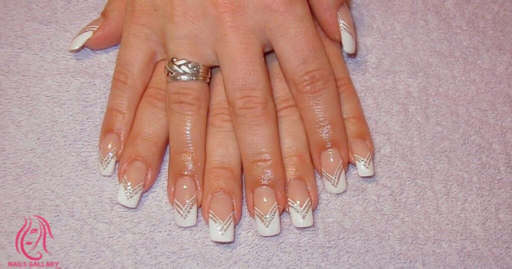 Classic French Manicure with Nautical Twist