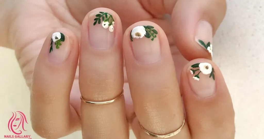 Leaf Nail Art on Clear Base