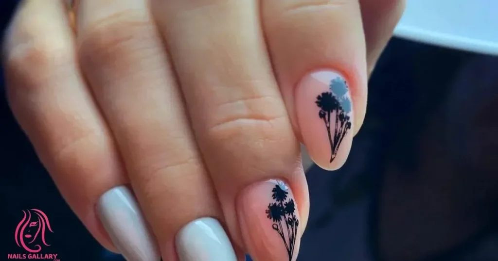 Palm Tree Nail Art with Rhinestones