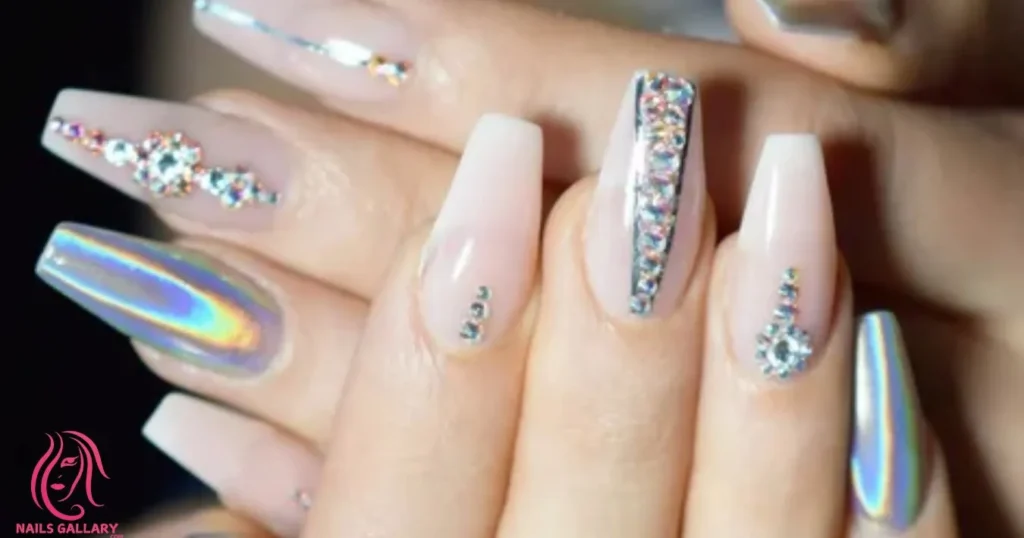 Rhinestone Nail Art with Metallic Accents