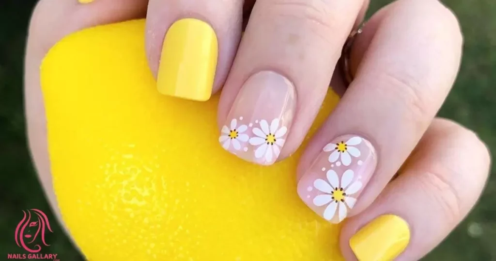 Yellow Contrast Sunflower Nails