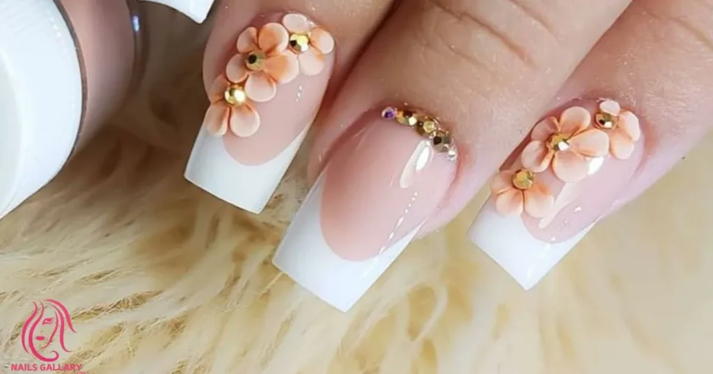 French Manicure with Peony Rose Tips