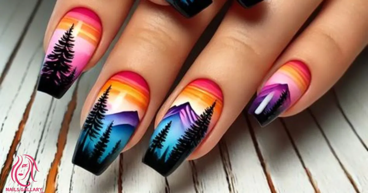 Mountain Nature-Inspired Nail Design