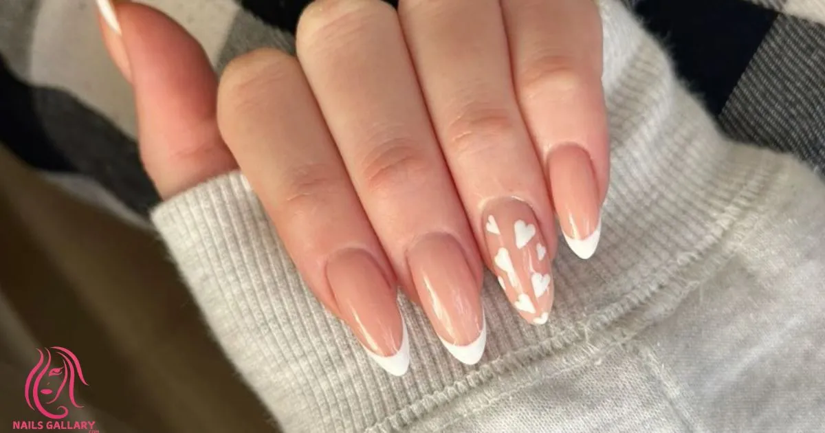 White Heart Nail Design