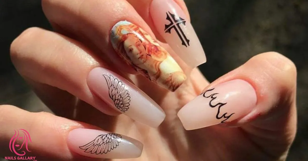 Angel Themed Nail Art