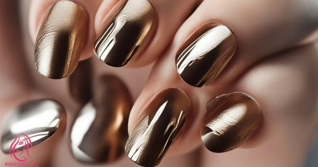 Brown Chrome Textured Nails