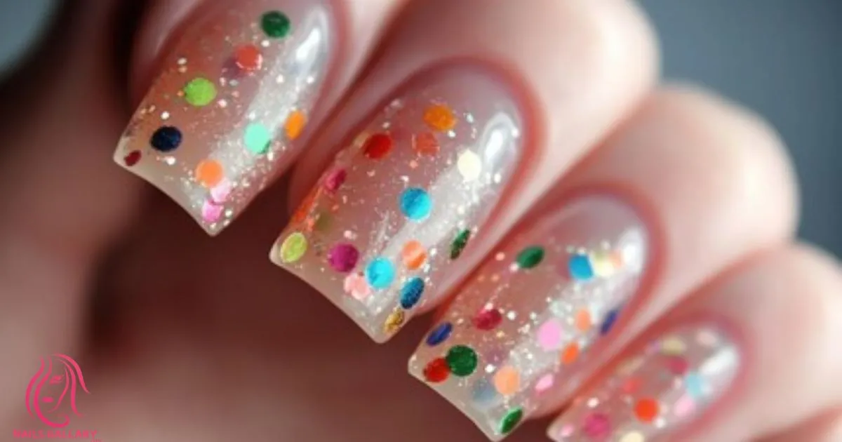 Confetti Embellished Nail Design