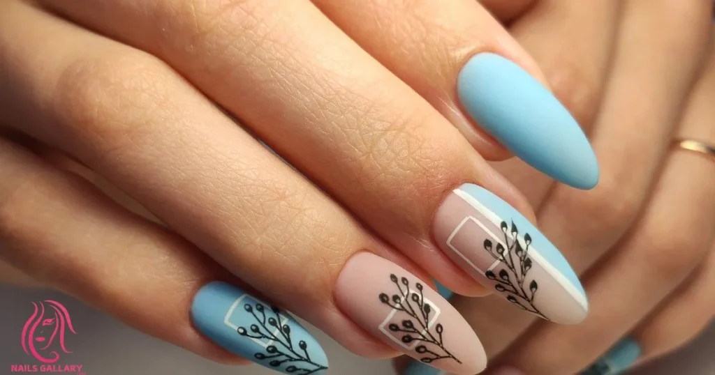 Gradient Blue with Minimalist Flower Designs