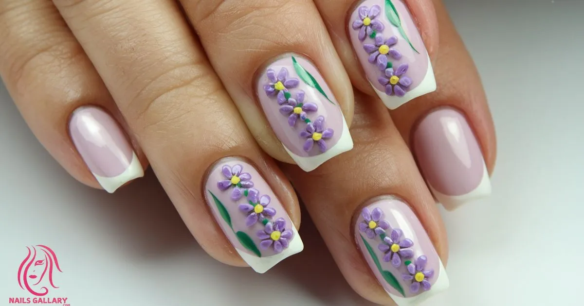 Lavender Flower Nail Design