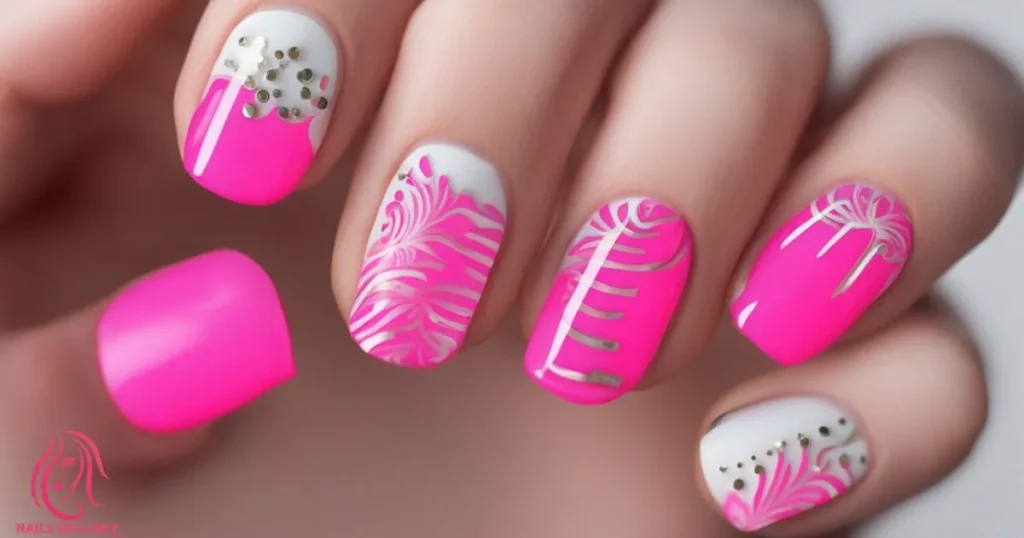 Neon Pink Nail Art Stickers