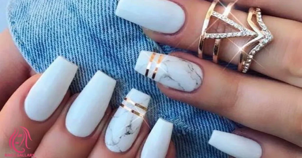 Pearly White Coffin Nails