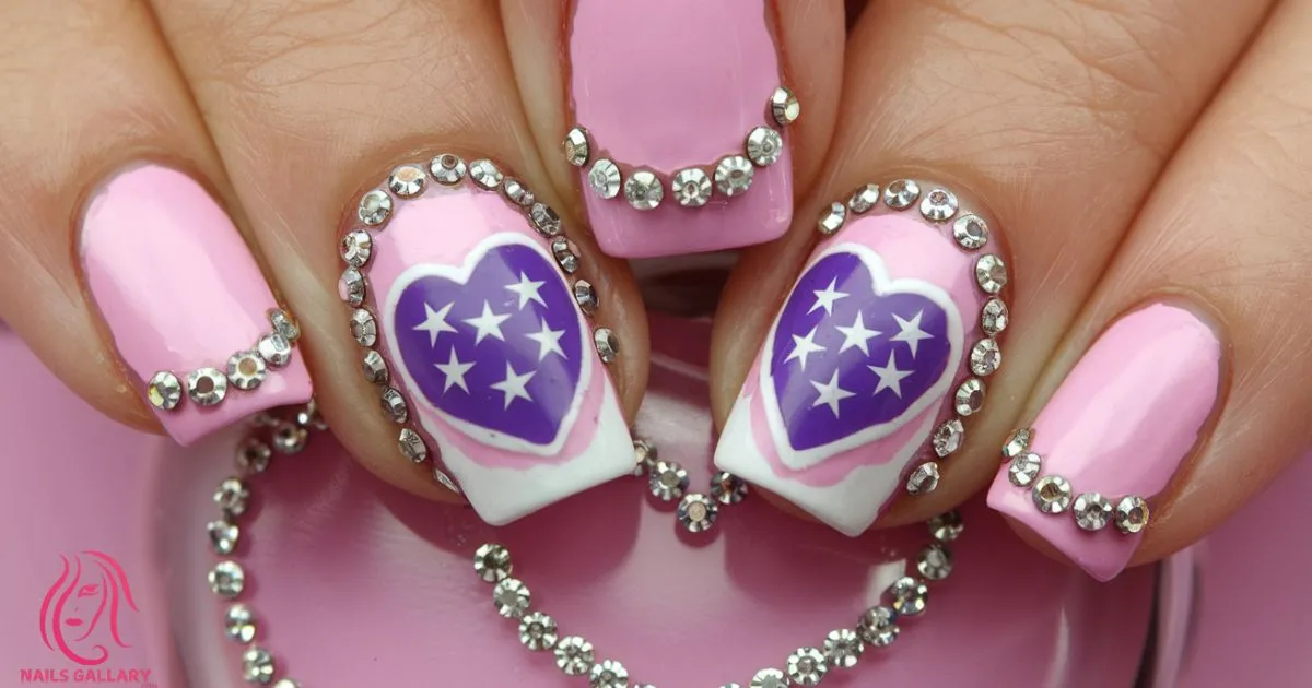 Purple Heart Nail Design