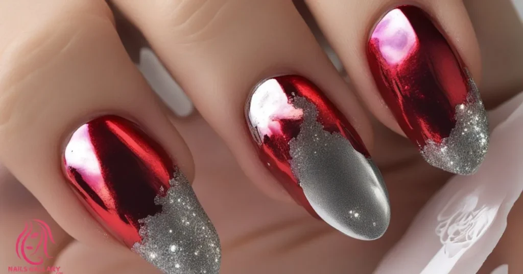 Red Chrome with Sparkly Nail Foil