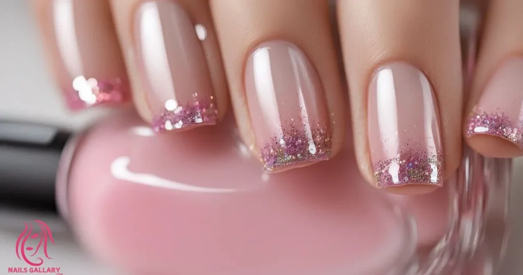  Sheer Pink with Glitter Tips