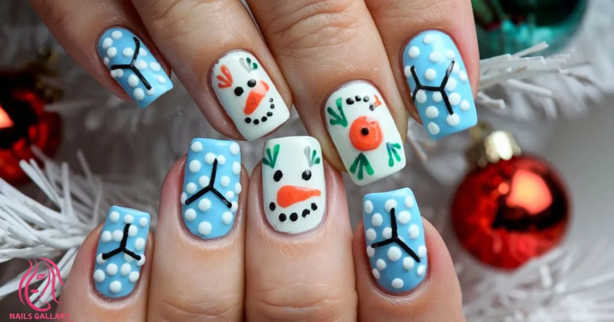 Snowman Christmas Nail Design