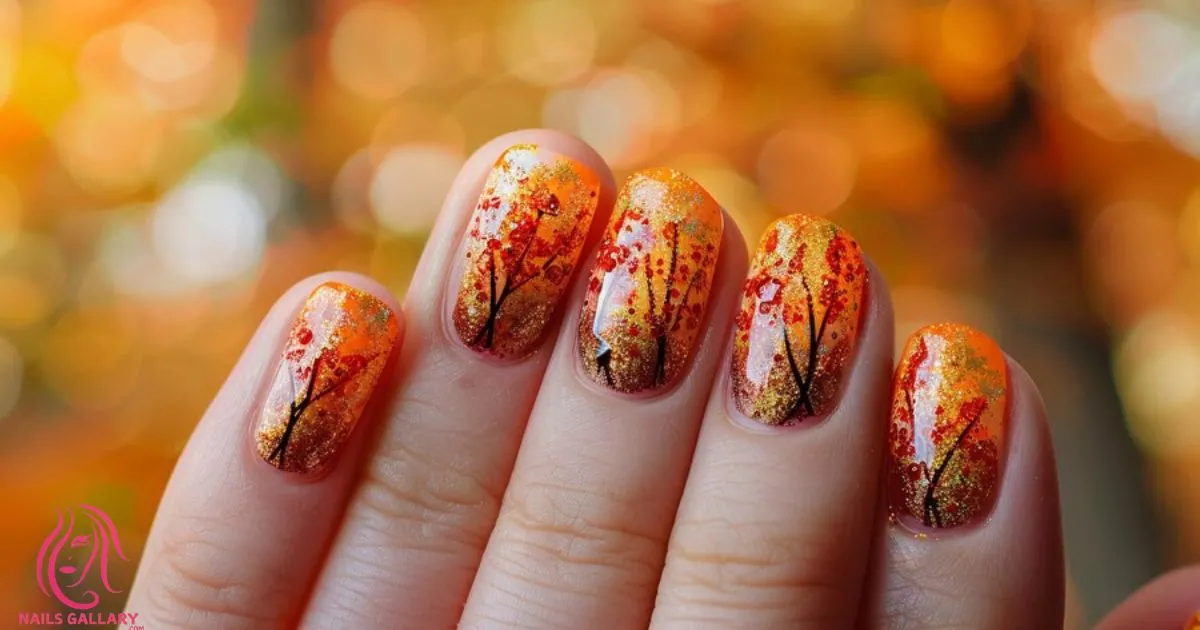 Thanksgiving Acorn Holiday Nail Design