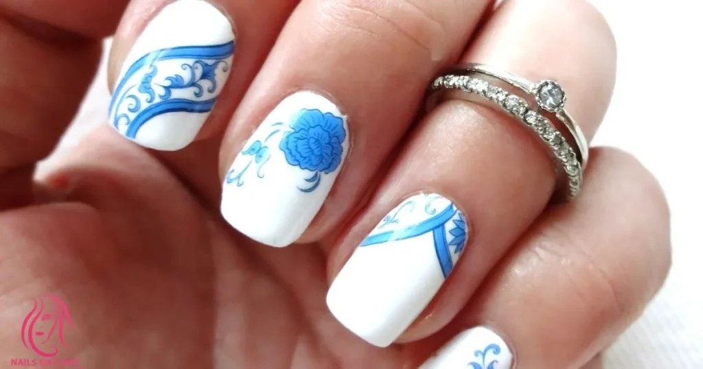 White Floral Outlines on Sky Blue