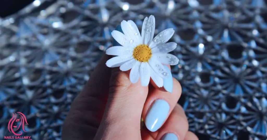 White Flowers on Ocean Blue Glitter Base