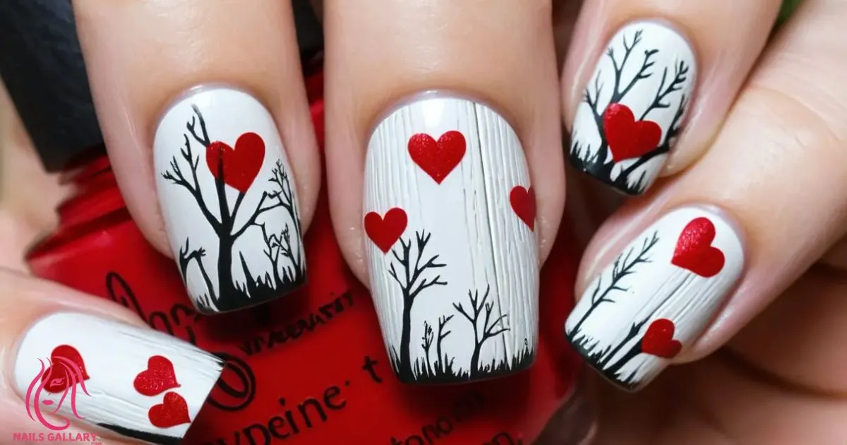 Red Hearts Valentine Nail Design