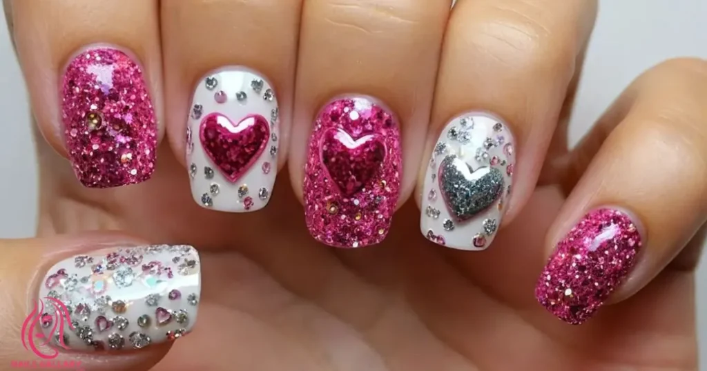  Glittered Heart Accents