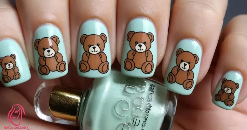 Accent Nail with Full Teddy Bear Art